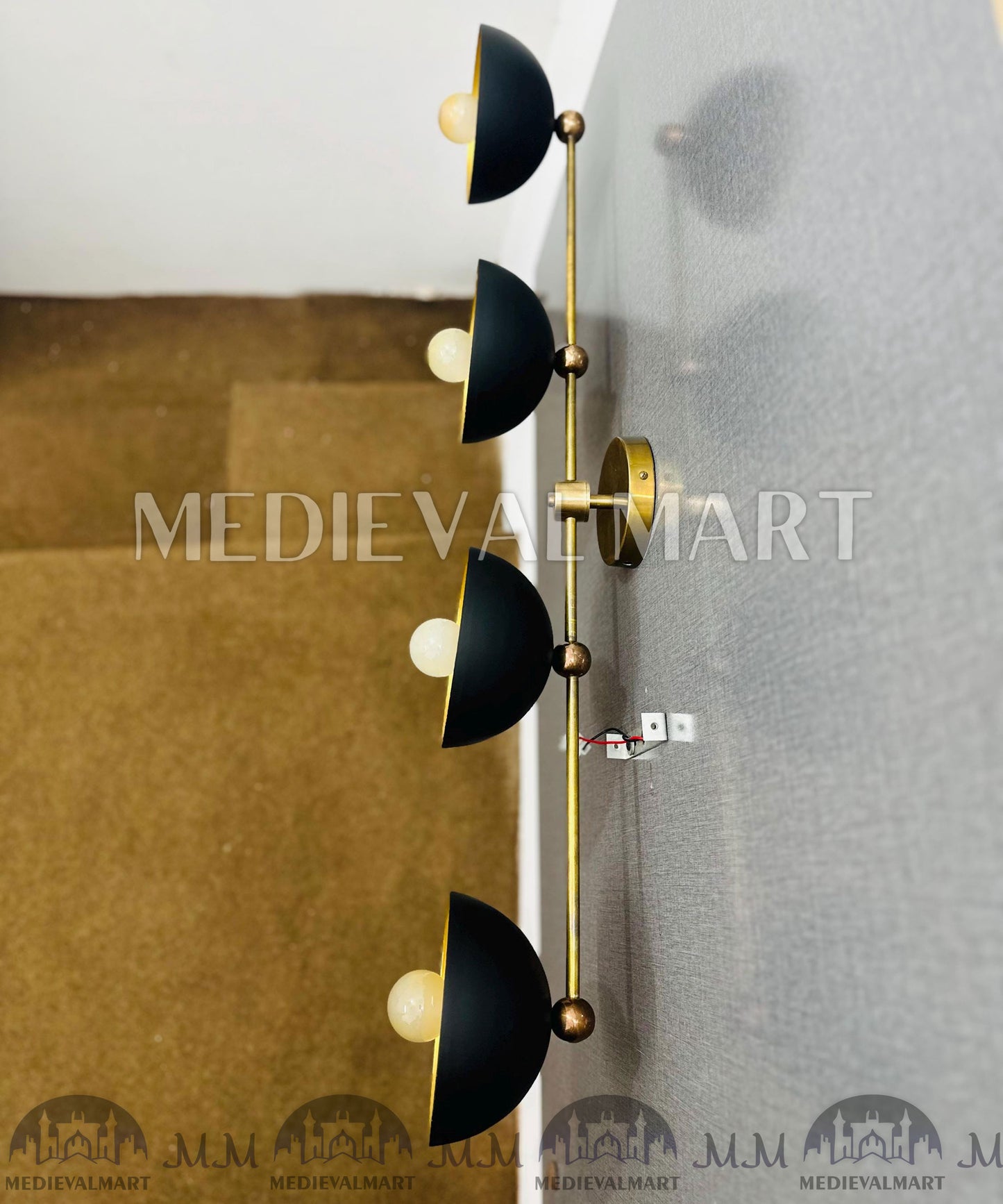 MEDIEVALMART Custom Brass 4-Bulb Vanity Light - Mid-Century Modern Wall Sconce