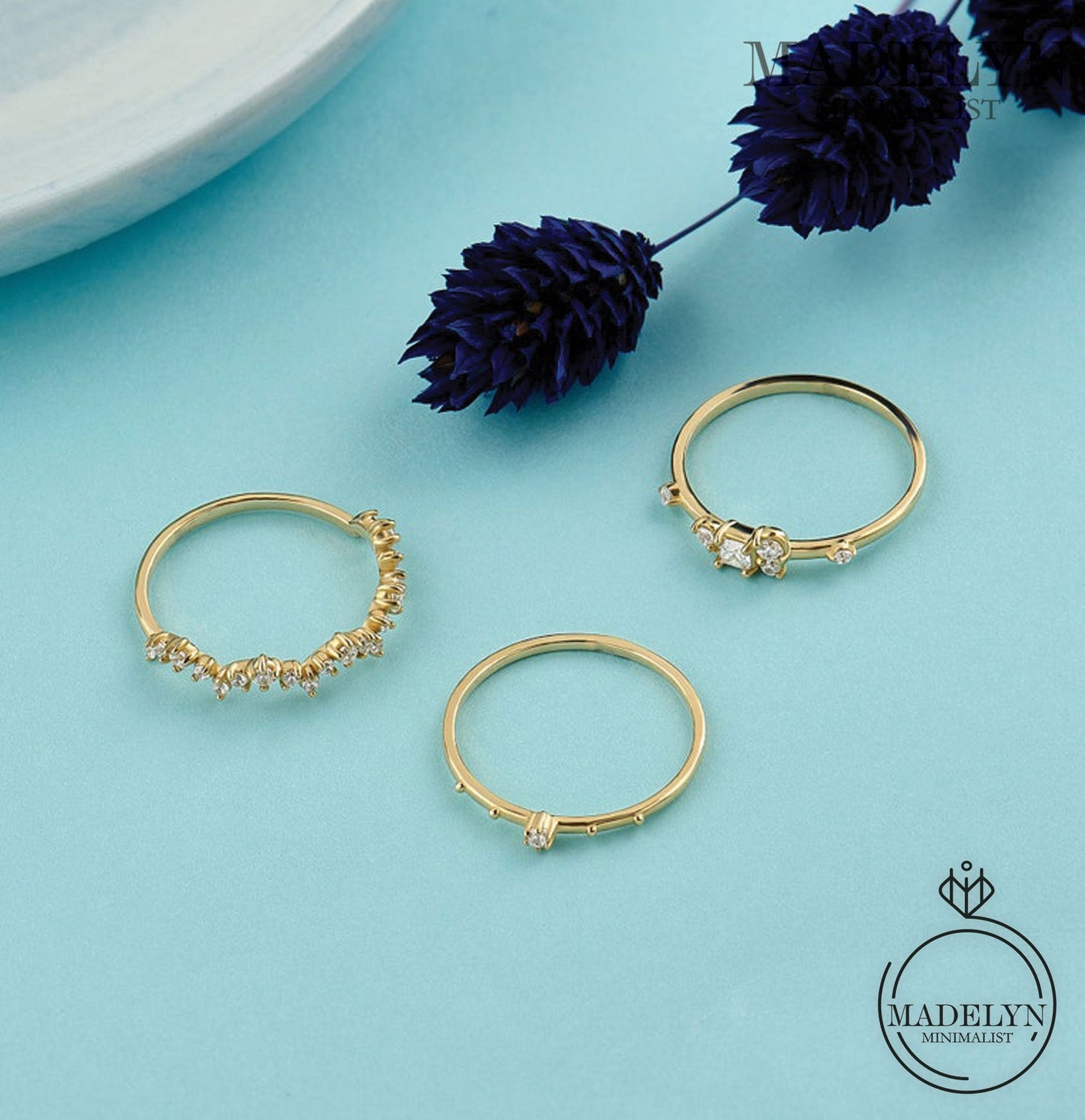 MADELYN MINIMALIST 14k Solid Gold Minimalist Dainty Solitaire Tiny Diamond Promise | Gift For Her, Mom