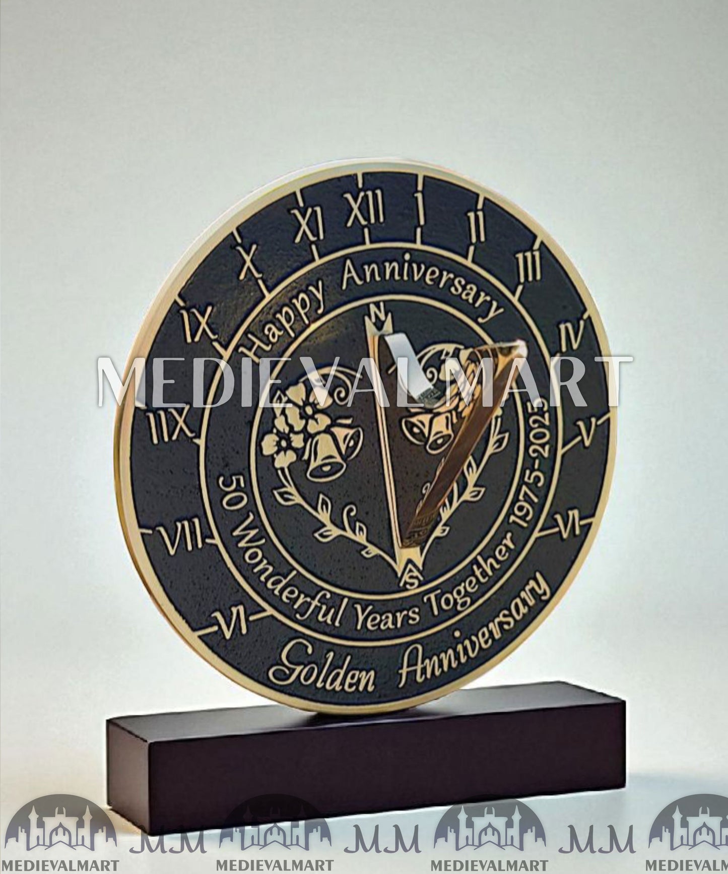 MEDIEVALMART 50th "Wonderful Years" Golden Anniversary Sundial Coral Gift For Parents Anniversary