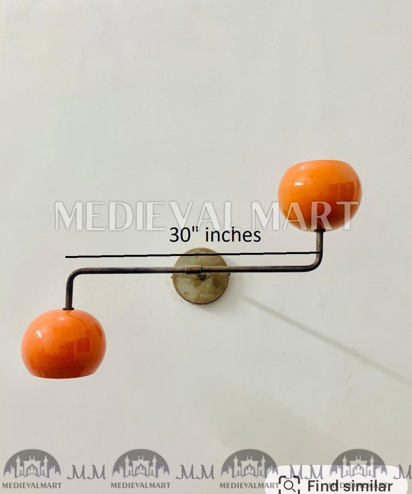 MEDIEVALMART 1950s Mid Century Brass Italian Adjustable Diabolo Wall Sconce Light Fixture