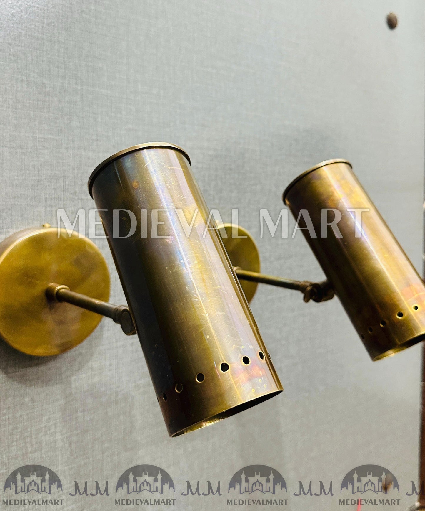 MEDIEVALMART Mid-Century Modern Antique Brass Wall Sconce Adjustable Spotlight Fixture