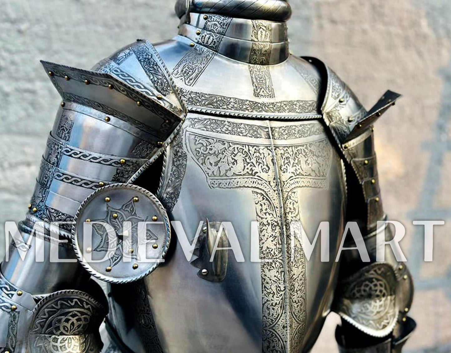 MEDIEVALMART Medieval Etched European Full Body Armor Suit