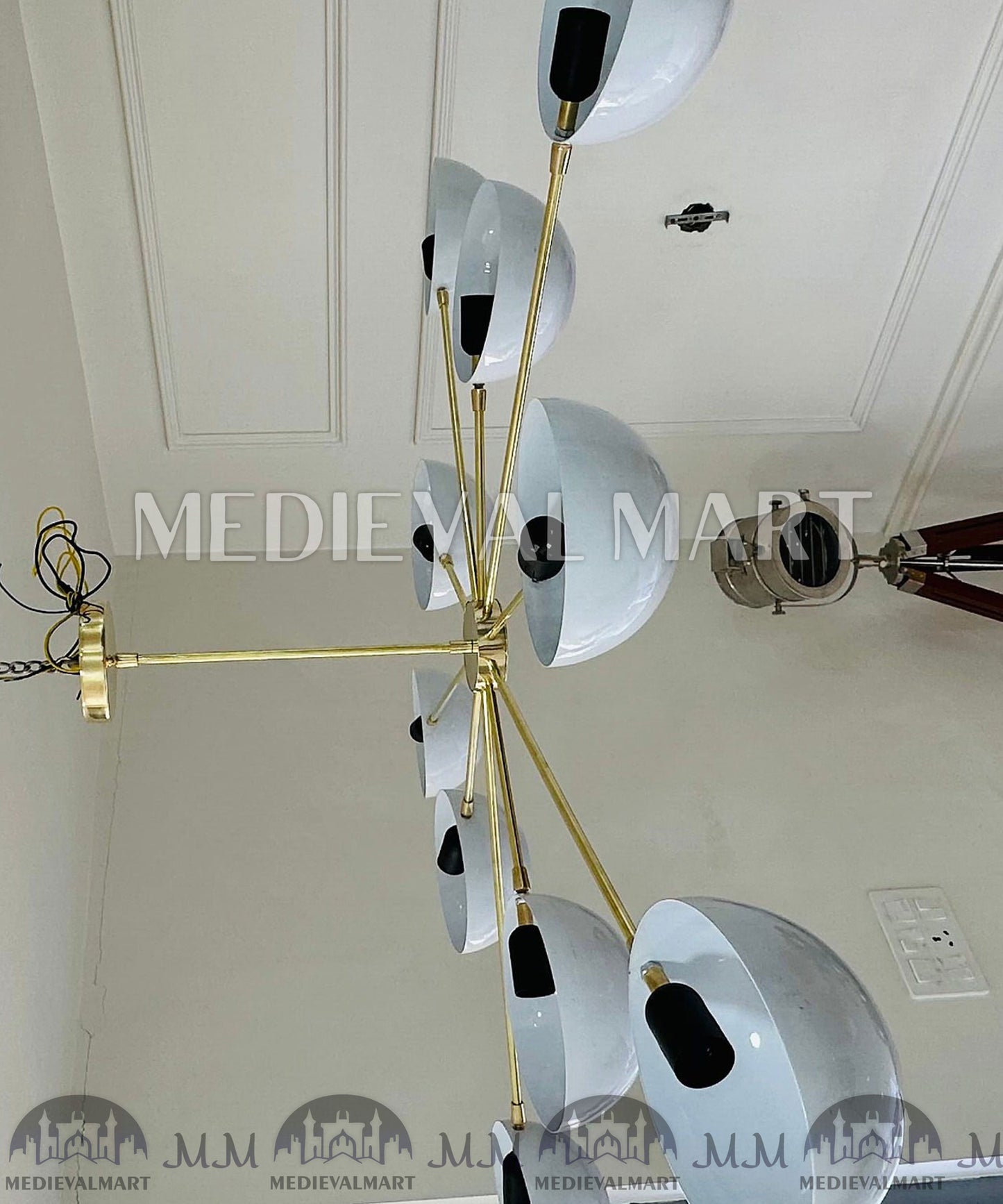 MEDIEVALMART Handcrafted Brass Sputnik Chandelier - Mid Century Modern Italian Design