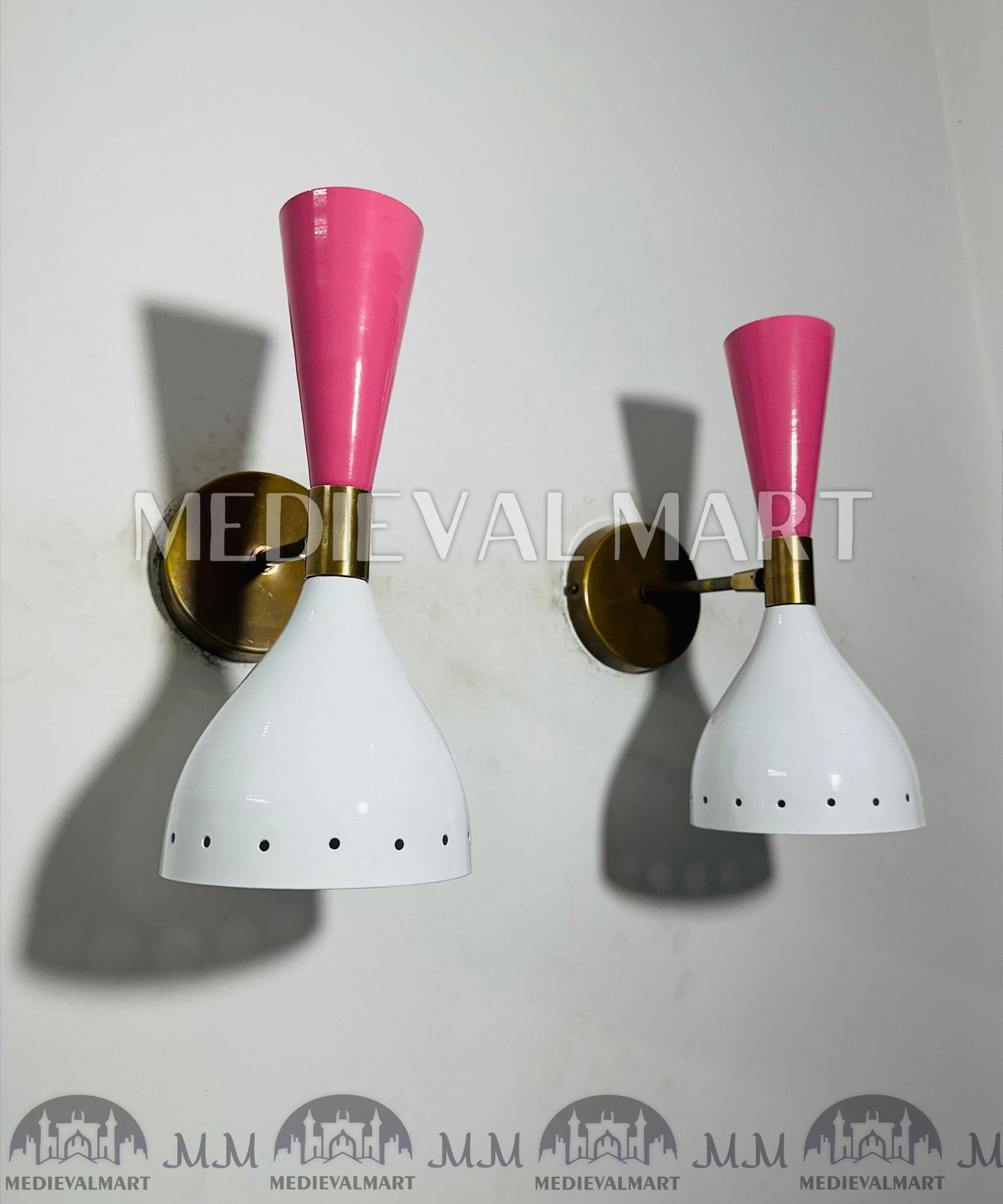 MEDIEVALMART Mid Century Brass Wall Sconce Pair Italian Adjustable Diablo Lamp Vanity Lighting Fixture