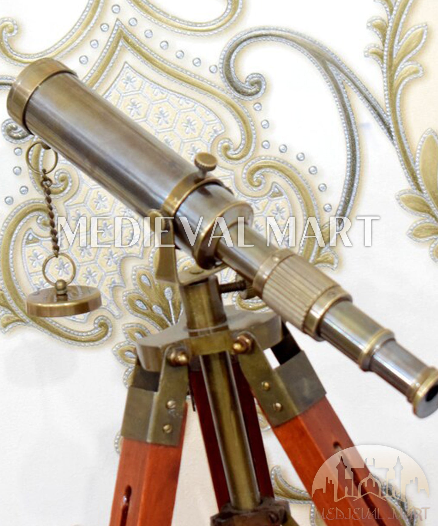 MEDIEVALMART Nautical Handmade Working Telescope W/H Wooden Tripod Stand Gift For Dad