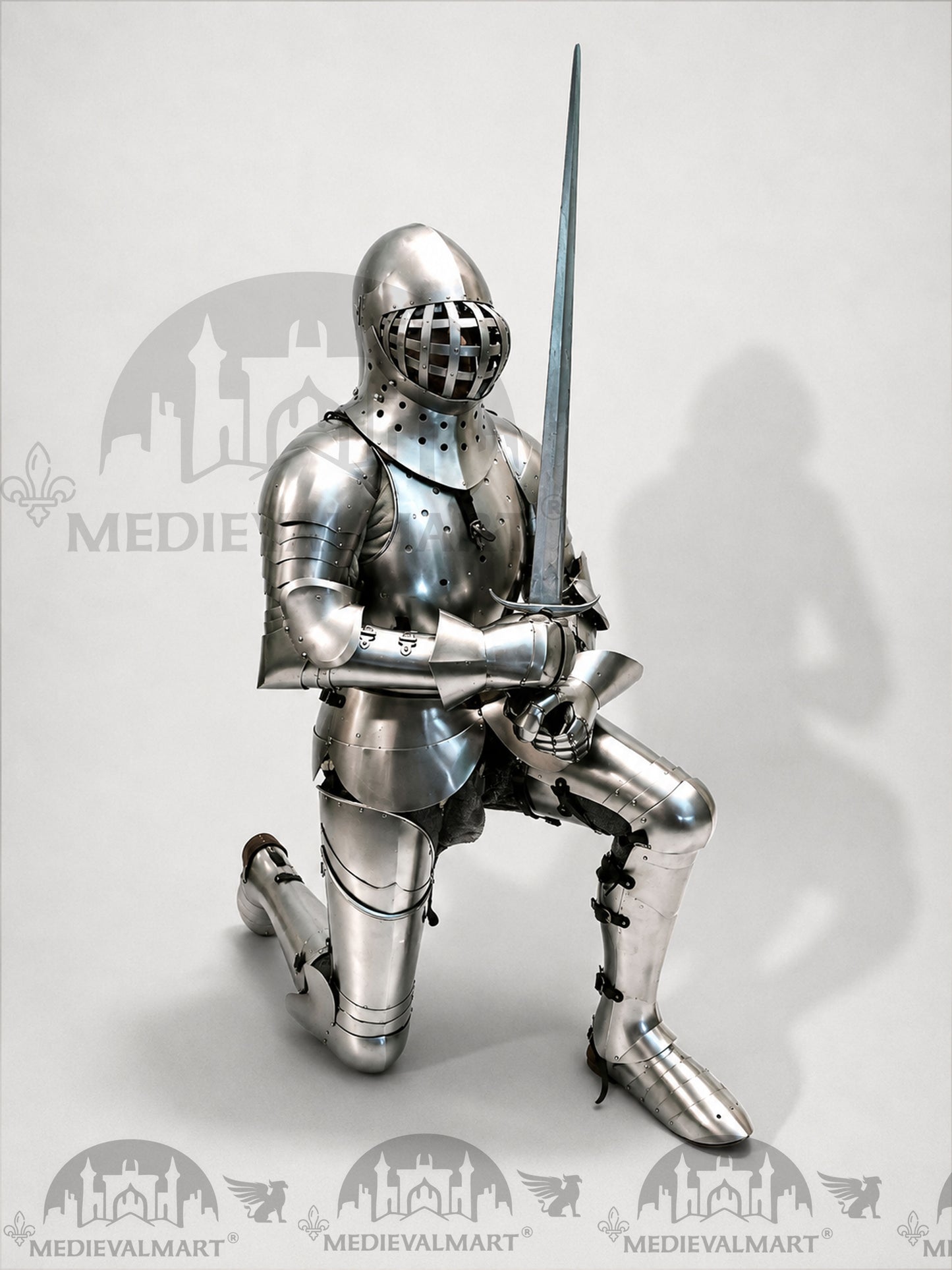 MEDIEVALMART 1400s Medieval Tournament Knight Parade High Gothic Plate Armor W/H Kolbenturnier Bacinet