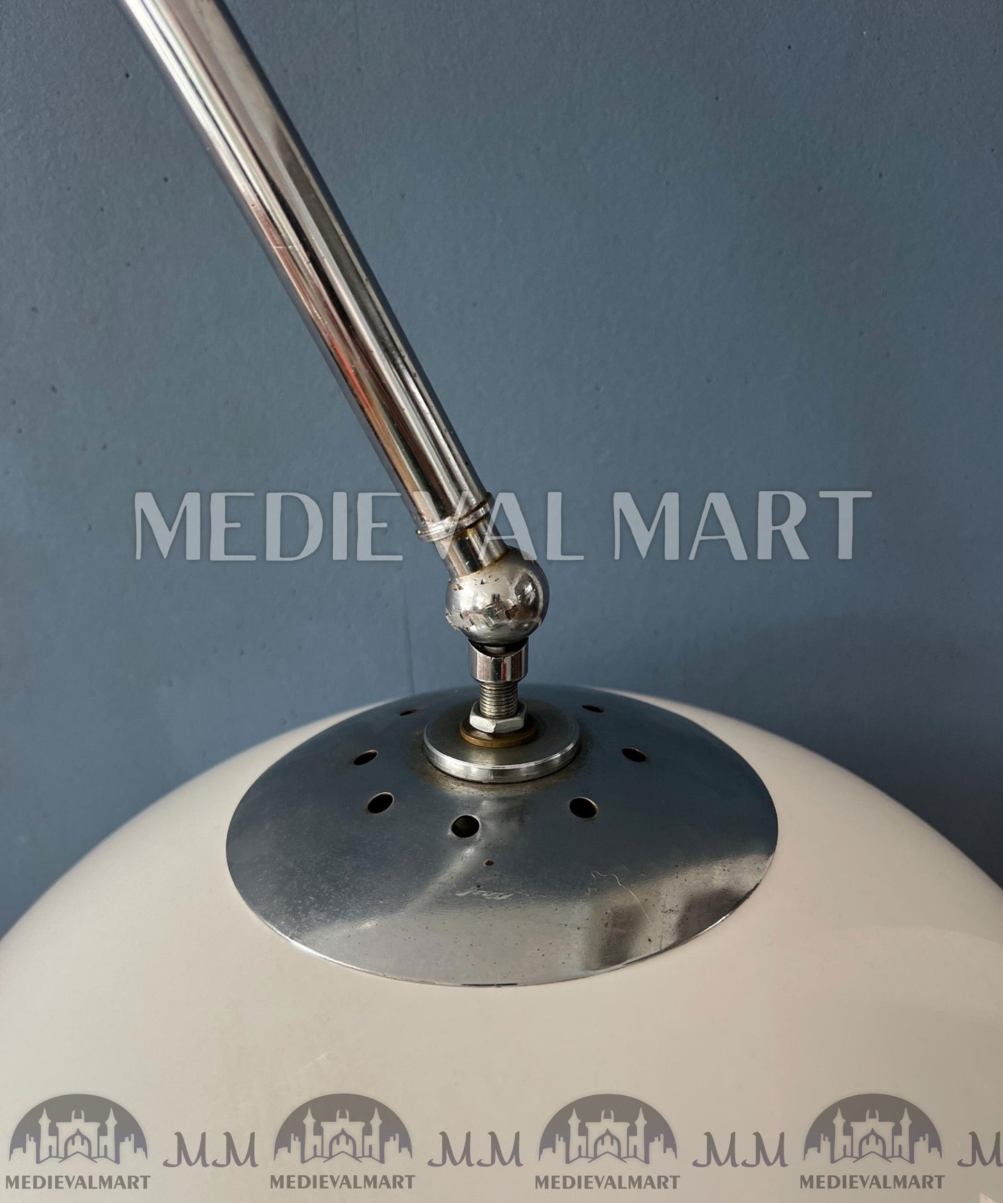 MEDIEVALMART Vintage Guzzini Space Age Arc Floor Lamp with White Mushroom Shade and Marble Base