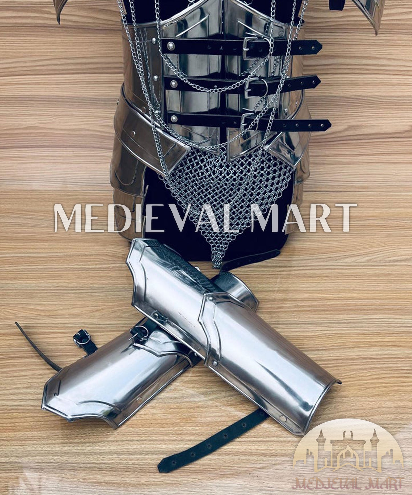 MEDIEVALMART (Isolara Dragonplate) Women’s Armor W/H  (MoonFire) Chainmail + Frost Belt + Arms Armor