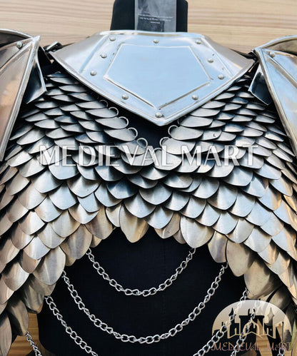 MEDIEVALMART (Velmora Siege) Women’s Armor With  (Royal Raven) Bra + Pauldron & Bracer armor