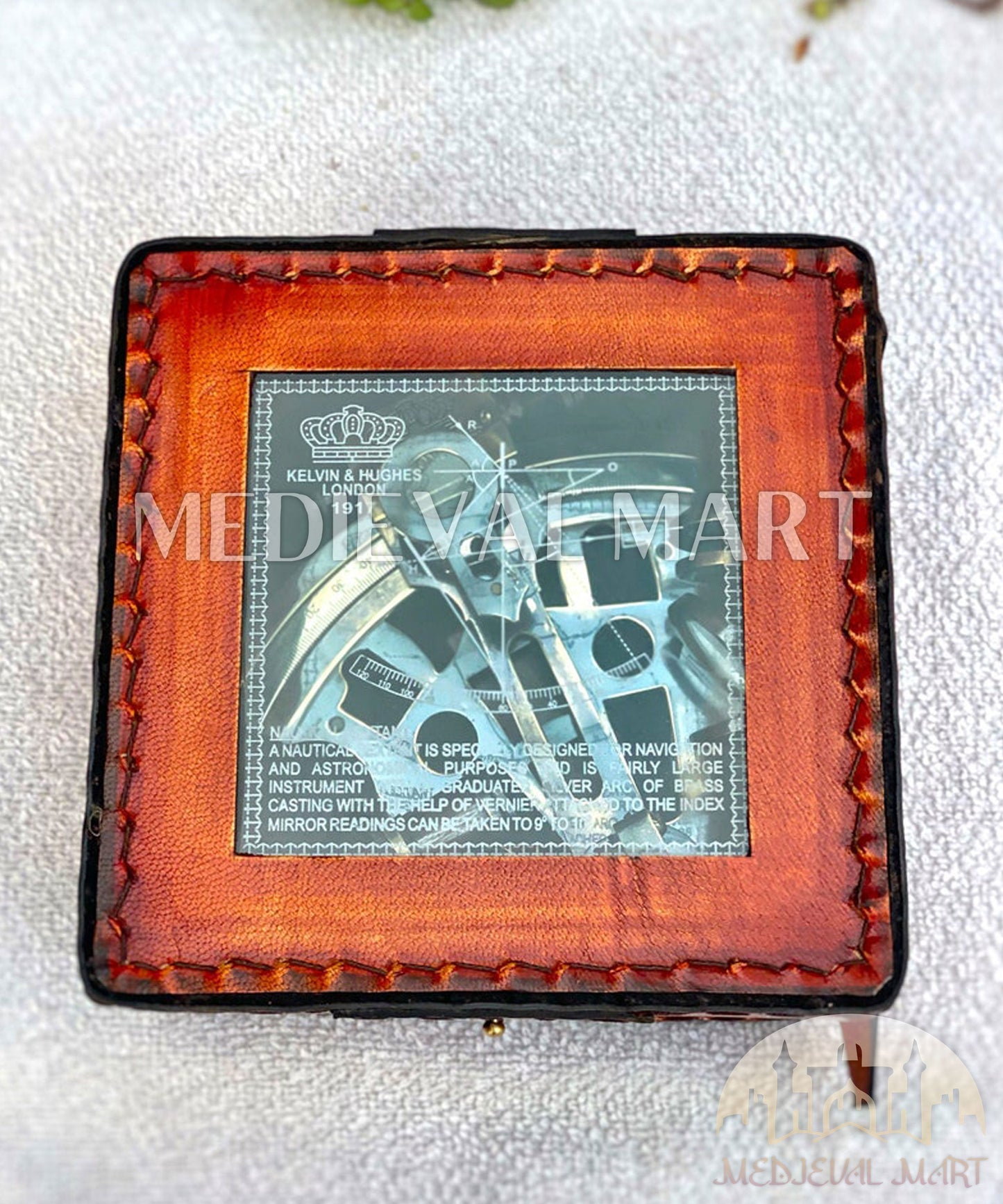 MEDIEVALMART Nautical Fully Functional Us Navy Sextant W/H Transparent Leather Case | Astrolabe Ships Instrument, Christmas Gifts