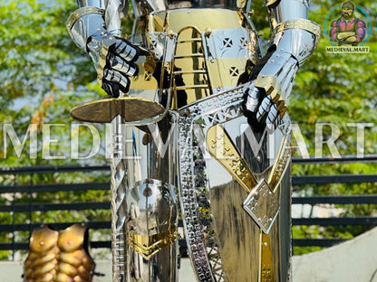 MEDIEVALMART Medieval Knight Brass Finish European Armor Suit