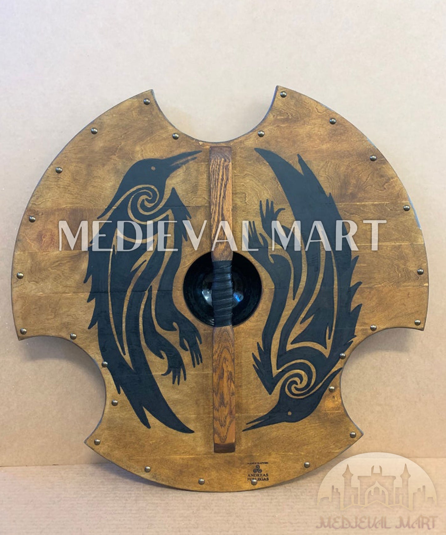 MEDIEVALMART Viking's Valhalla Valkyrie Female Warrior  Battleworn Viking Wooden Shield | Gifts For Dad