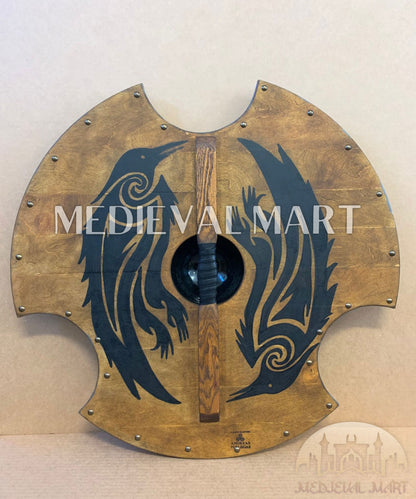 MEDIEVALMART Viking's Valhalla Valkyrie Female Warrior  Battleworn Viking Wooden Shield | Gifts For Dad