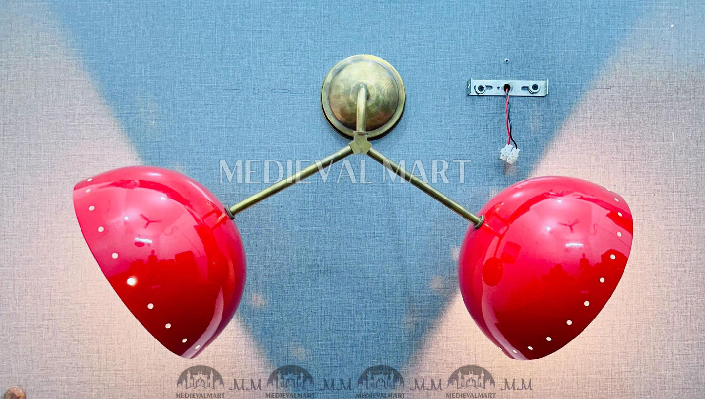 MEDIEVALMART Custom Brass Diabolo Wall Sconce: Mid-Century Italian Lighting Fixture