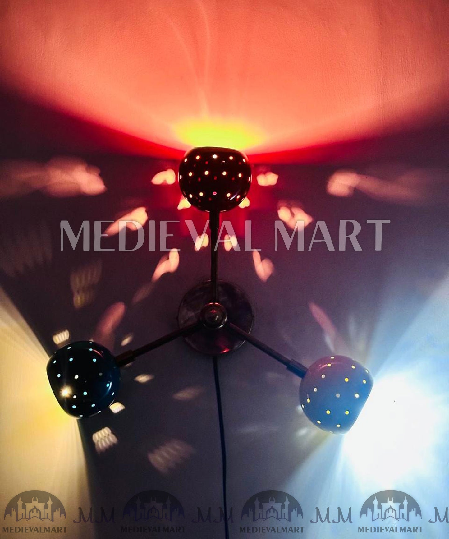 MEDIEVALMART Modern Brass Sputnik Wall Sconce: Multi Color Starburst Light