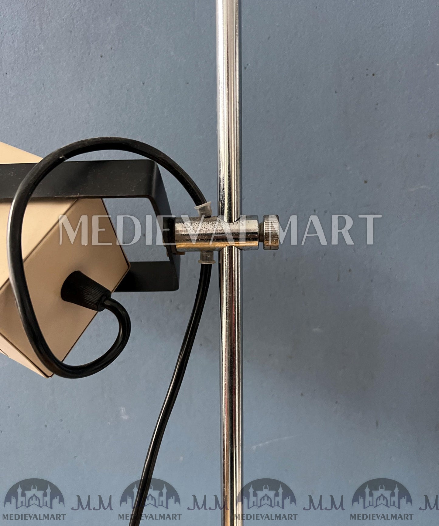 MEDIEVALMART Cream Taupe 70s Vintage Philips Space Age Floor Lamp