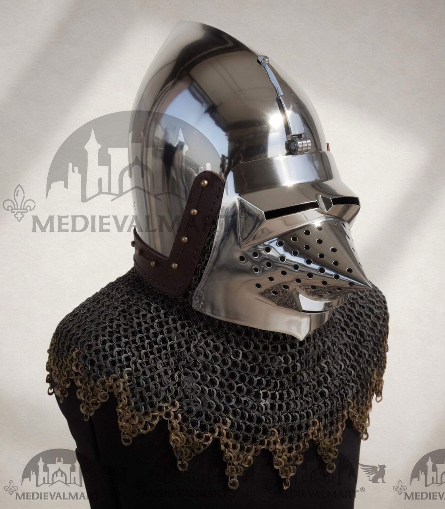 MEDIEVALMART XIV Century Medieval Houndskull "Lorenzo" Bascinet Visor Helmet HMB; IMCF