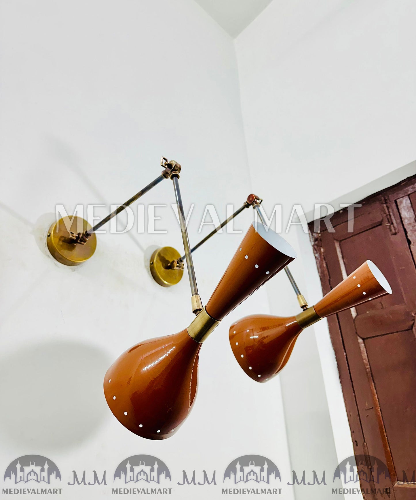 MEDIEVALMART Mid Century Italian Stilnovo Sconce Lighting Pair Reading Lamp Fixture Adjustable