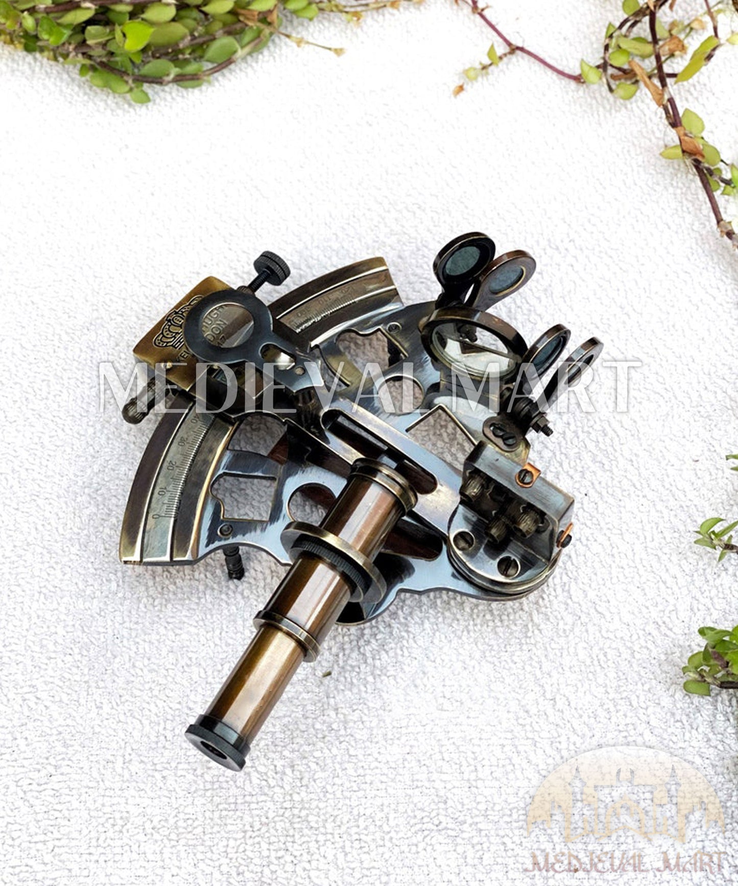 MEDIEVALMART Nautical Fully Functional Us Navy Sextant W/H Transparent Leather Case | Astrolabe Ships Instrument, Christmas Gifts