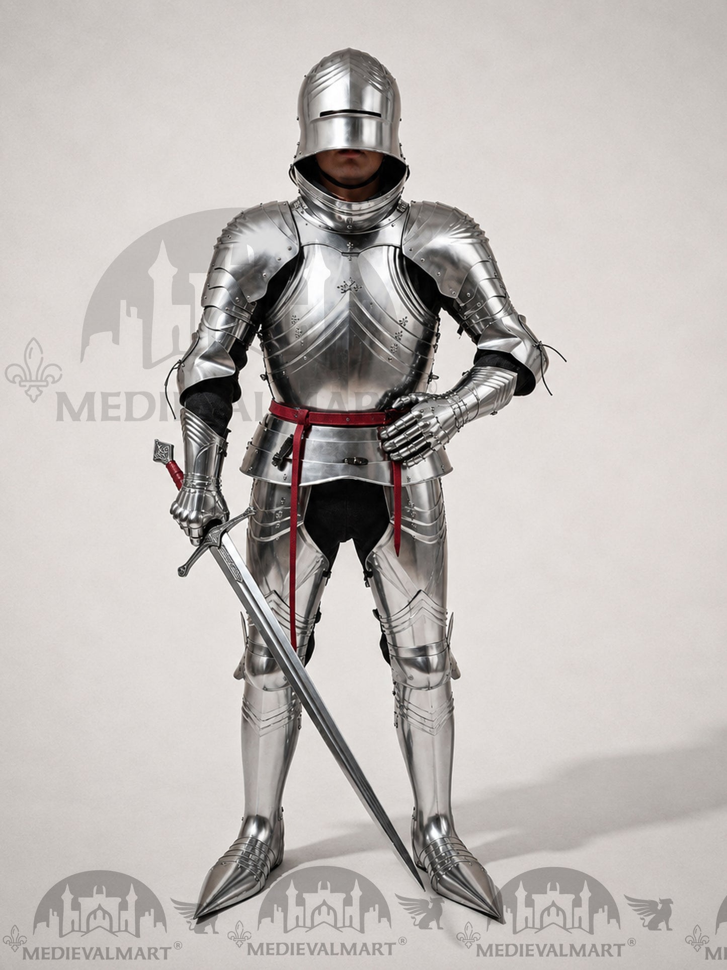 MEDIEVALMART Medieval 15th century Germans knight warrior full body complete metal armour costume with Sword