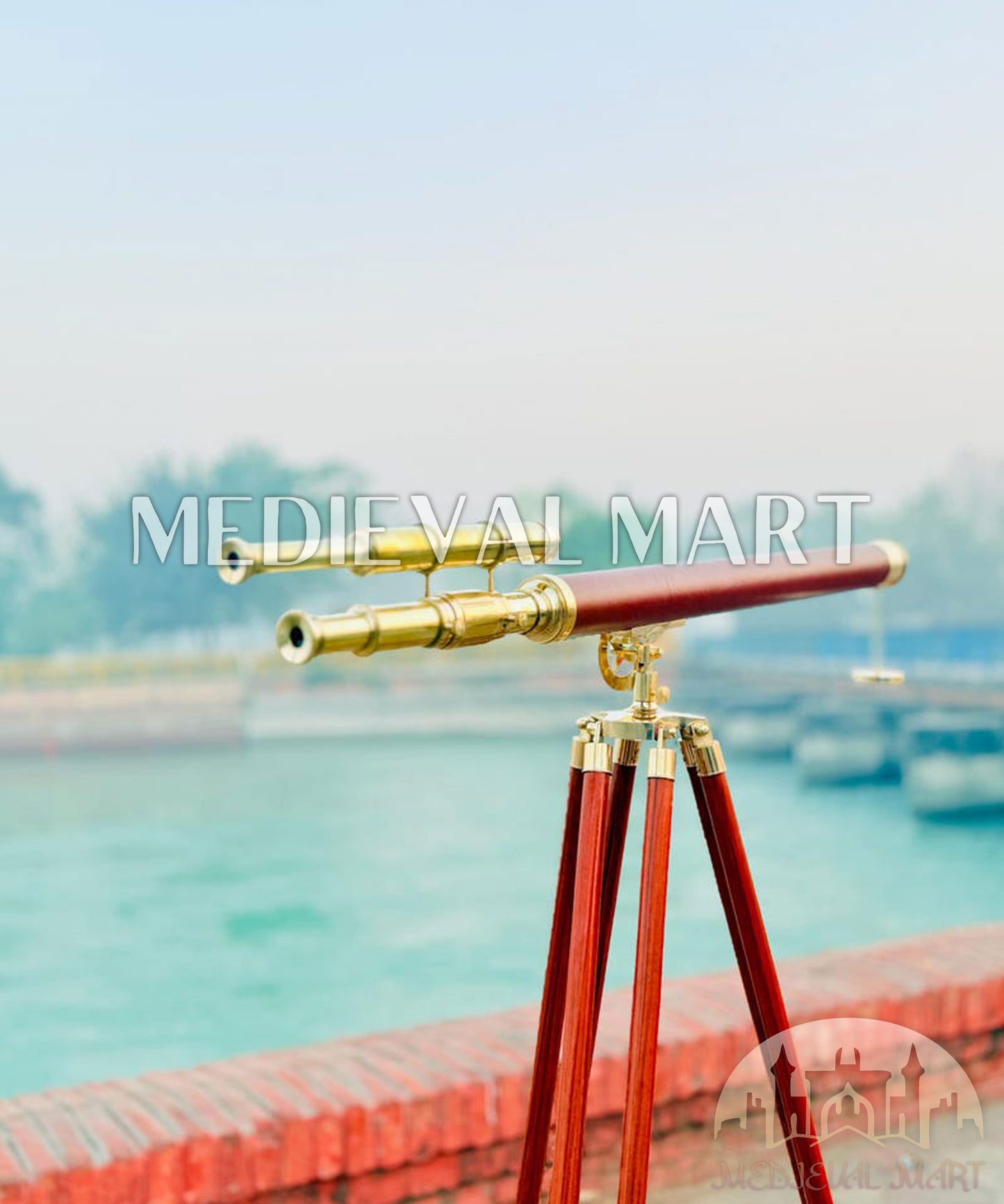 MEDIEVALMART Nautical Brass (40 Inch) Telescope on Adjustable Tripod Stand Gift for Dad