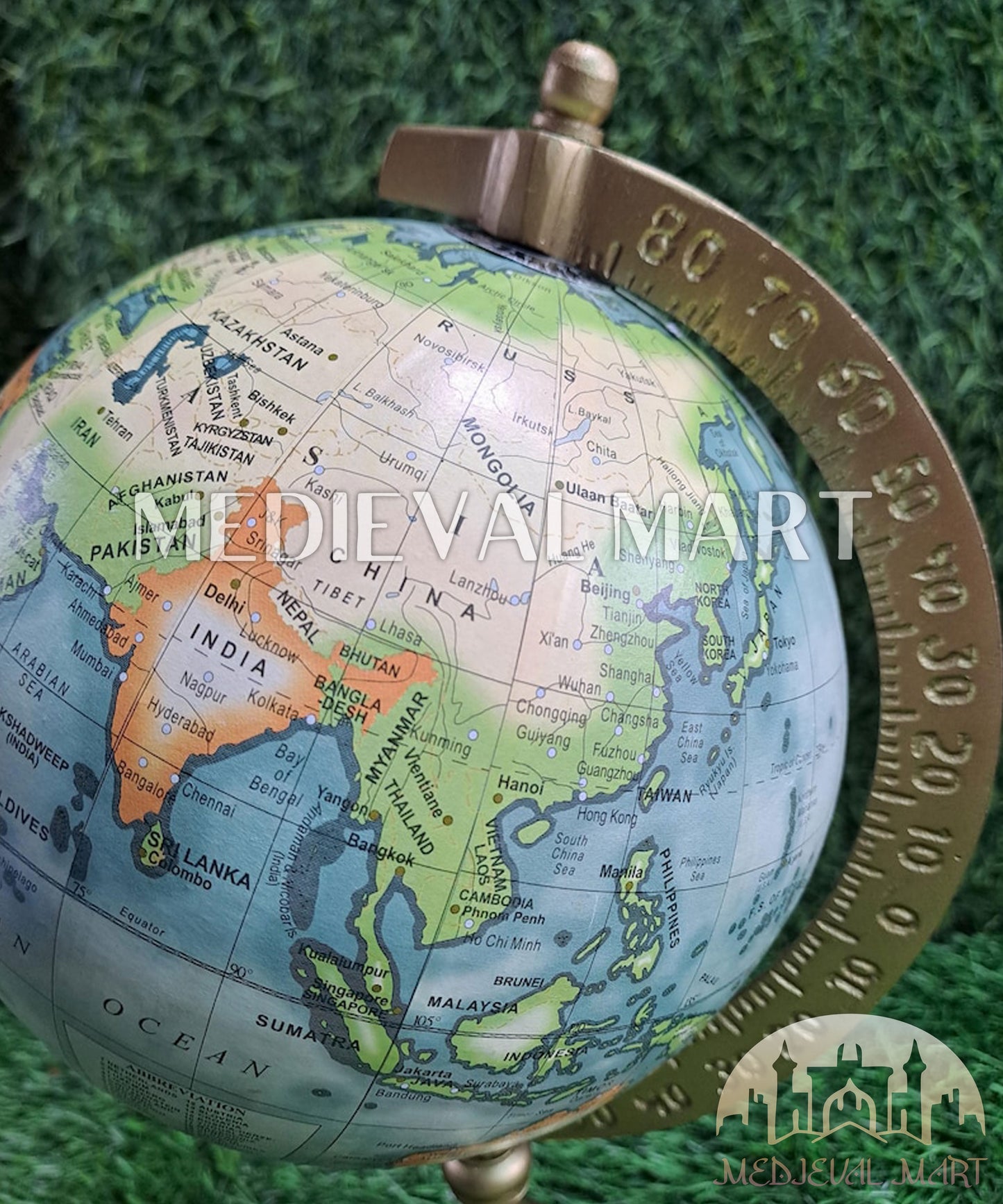 MEDIEVALMART Handmade Vintage Replogle 12” Diameter Globe, with antique brass The Crafted Delight