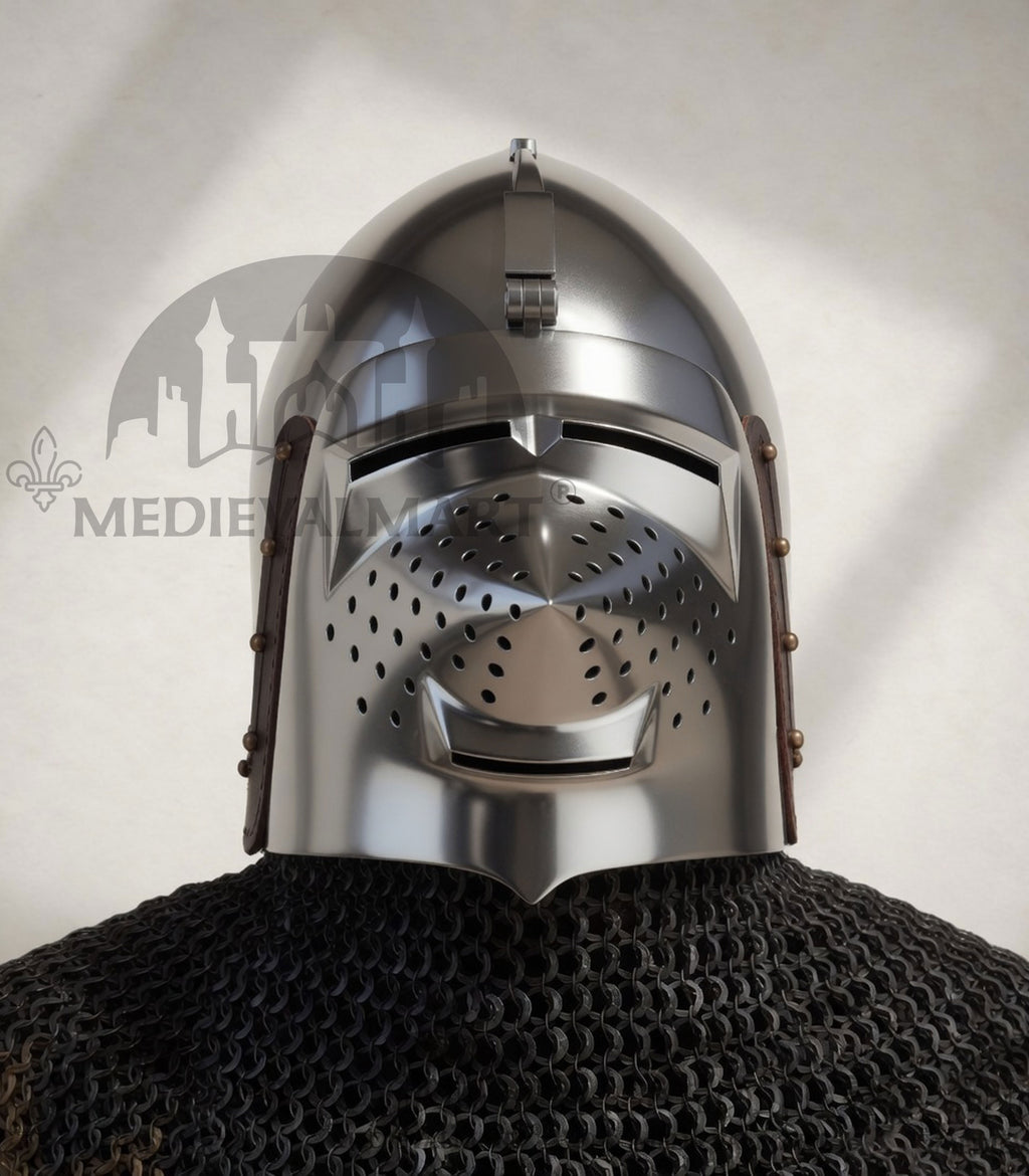 MEDIEVALMART XIV Century Medieval Houndskull "Lorenzo" Bascinet Visor Helmet HMB; IMCF