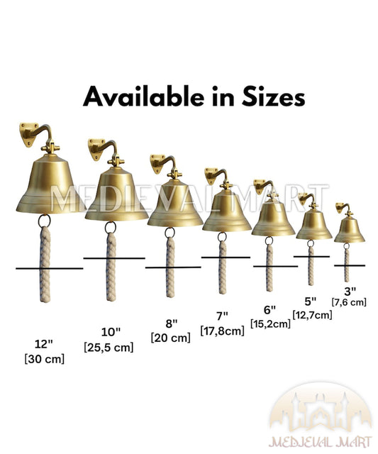 MEDIEVALMART Personalized Brass Bell - Custom Engraved with Multiple Sizes [3"-12"] Indoor / Outdoor Wall Mounted Bell | Christmas Gifts, Gift for Dad, Gift for Mom