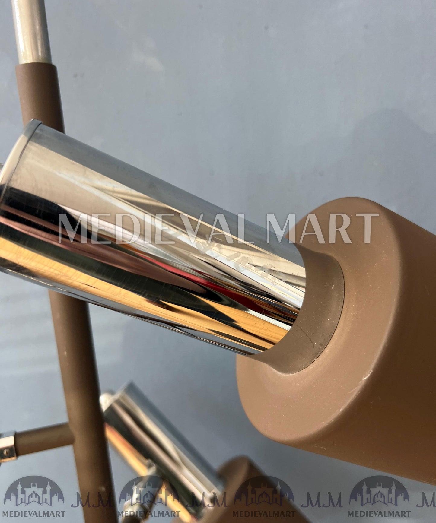 MEDIEVALMART Vintage Brown and Chrome Dijkstra Space Age Floor Lamp