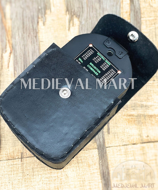 MEDIEVALMART Brújula Brunton náutica de latón con acabado negro y estuche de cuero | Regalo para él