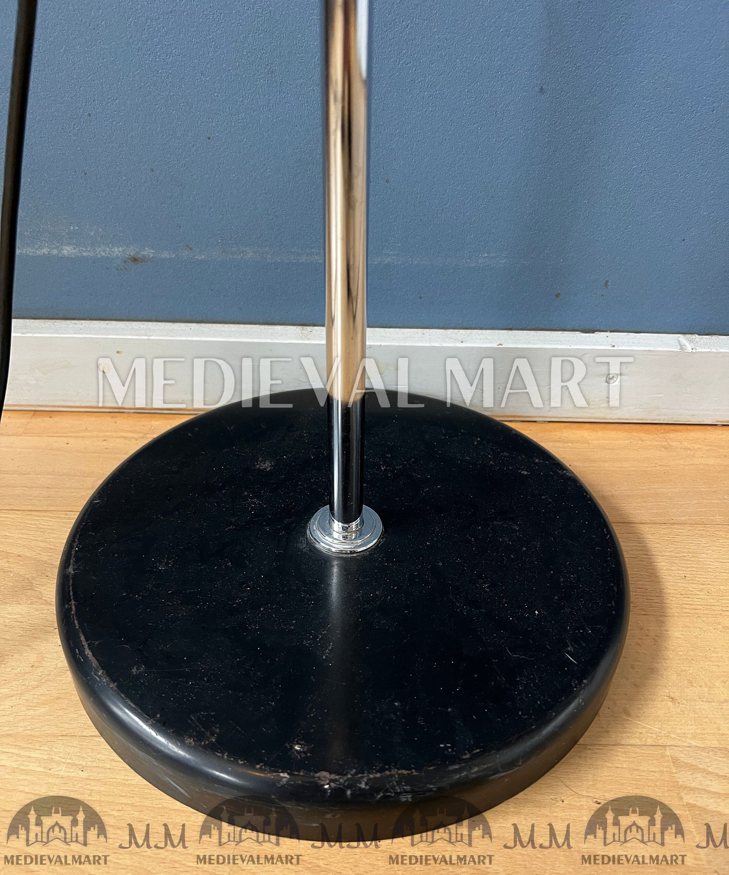 MEDIEVALMART Mid Century Italian Floor Lamp with Two Black/Chrome Spots