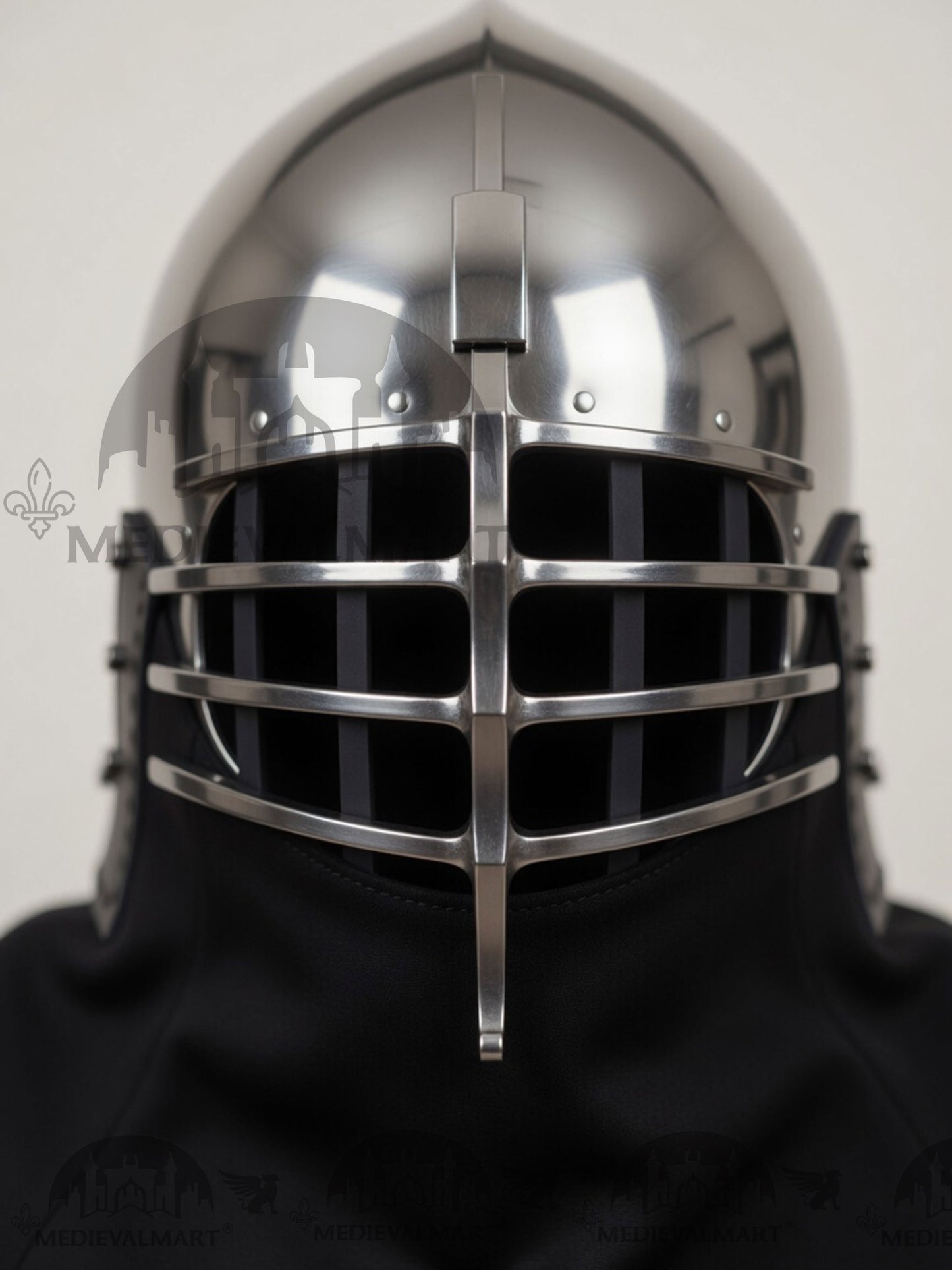 MEDIEVALMART Medieval Wolf Ribs Bacinet Helmet For HMB; SCA, Buhurt