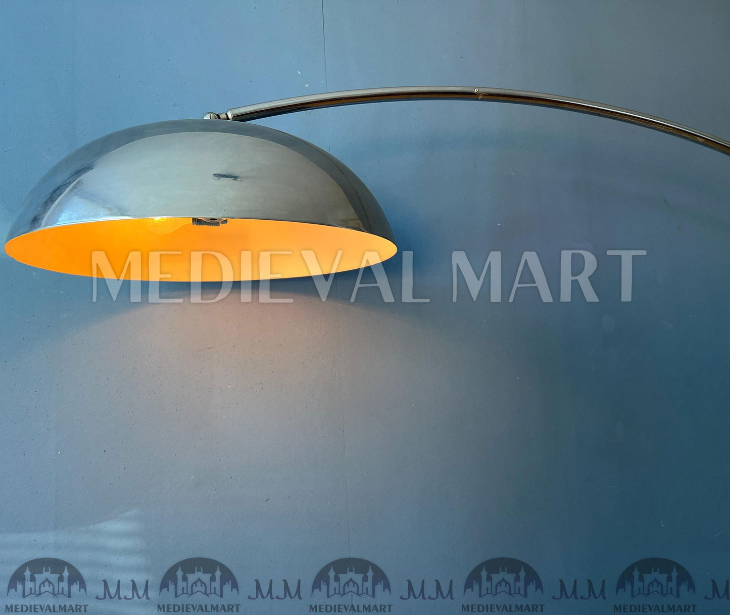 MEDIEVALMART Vintage Italian Space Age Arc Floor Lamp with Metal Shade