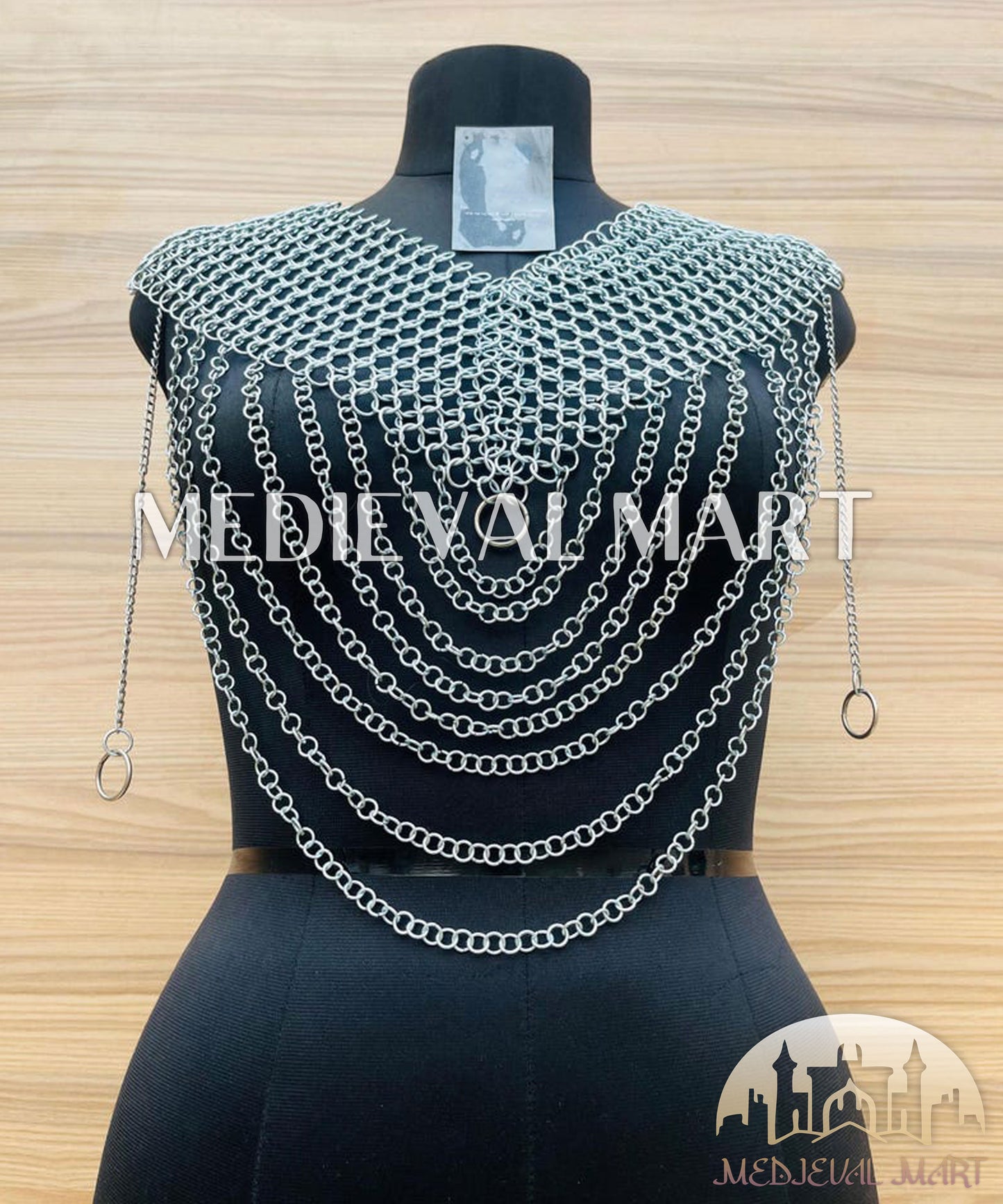 MEDIEVALMART Women’s Silver (MoonFire) Chainmail Armor W/o Skirt