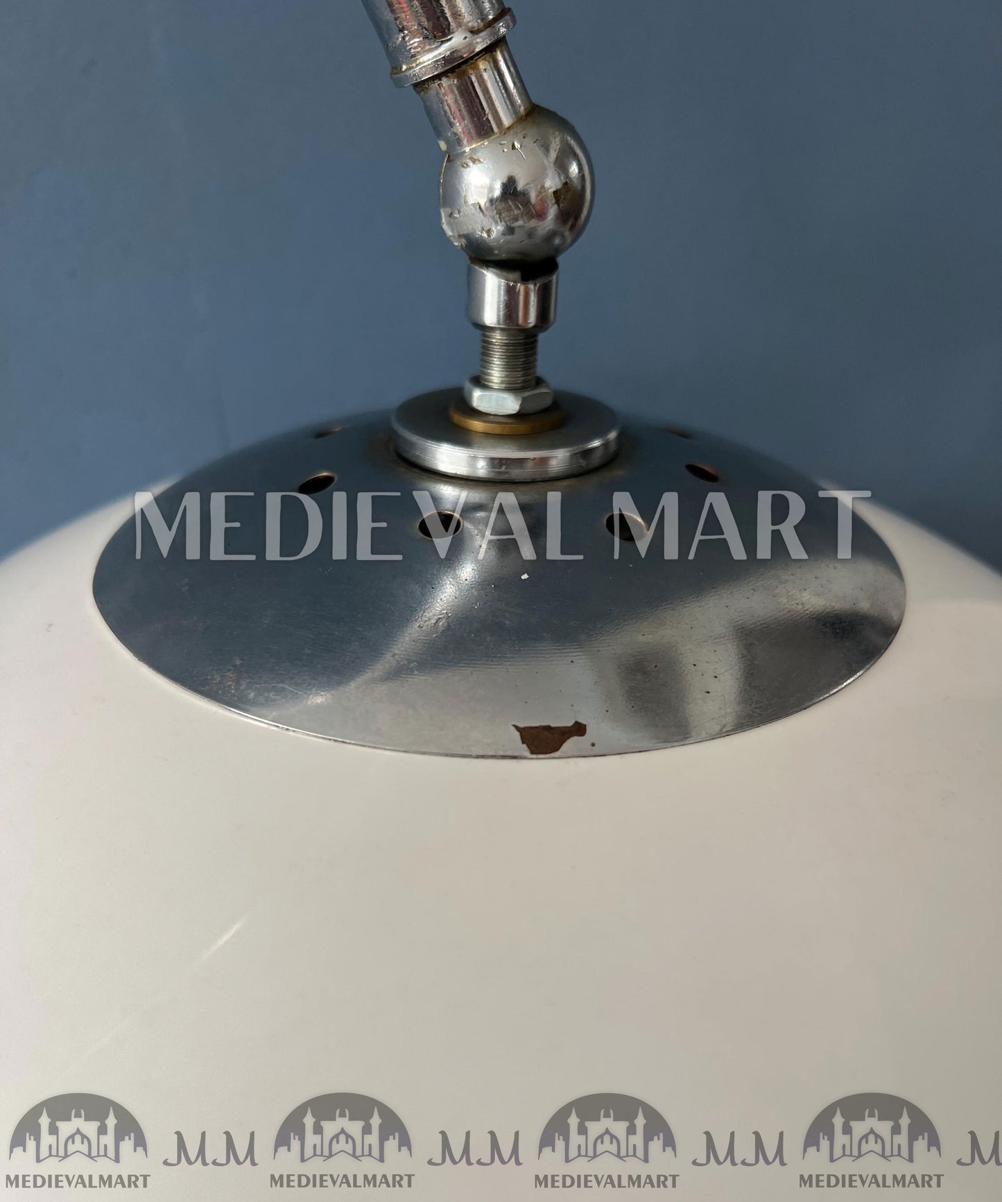 MEDIEVALMART Vintage Guzzini Space Age Arc Floor Lamp with White Mushroom Shade and Marble Base