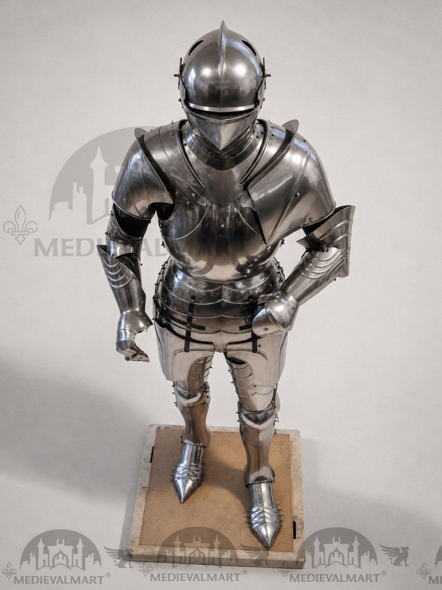 MEDIEVALMART Armadura de combate medieval de caballero del siglo XV sin pulir para un toque antiguo