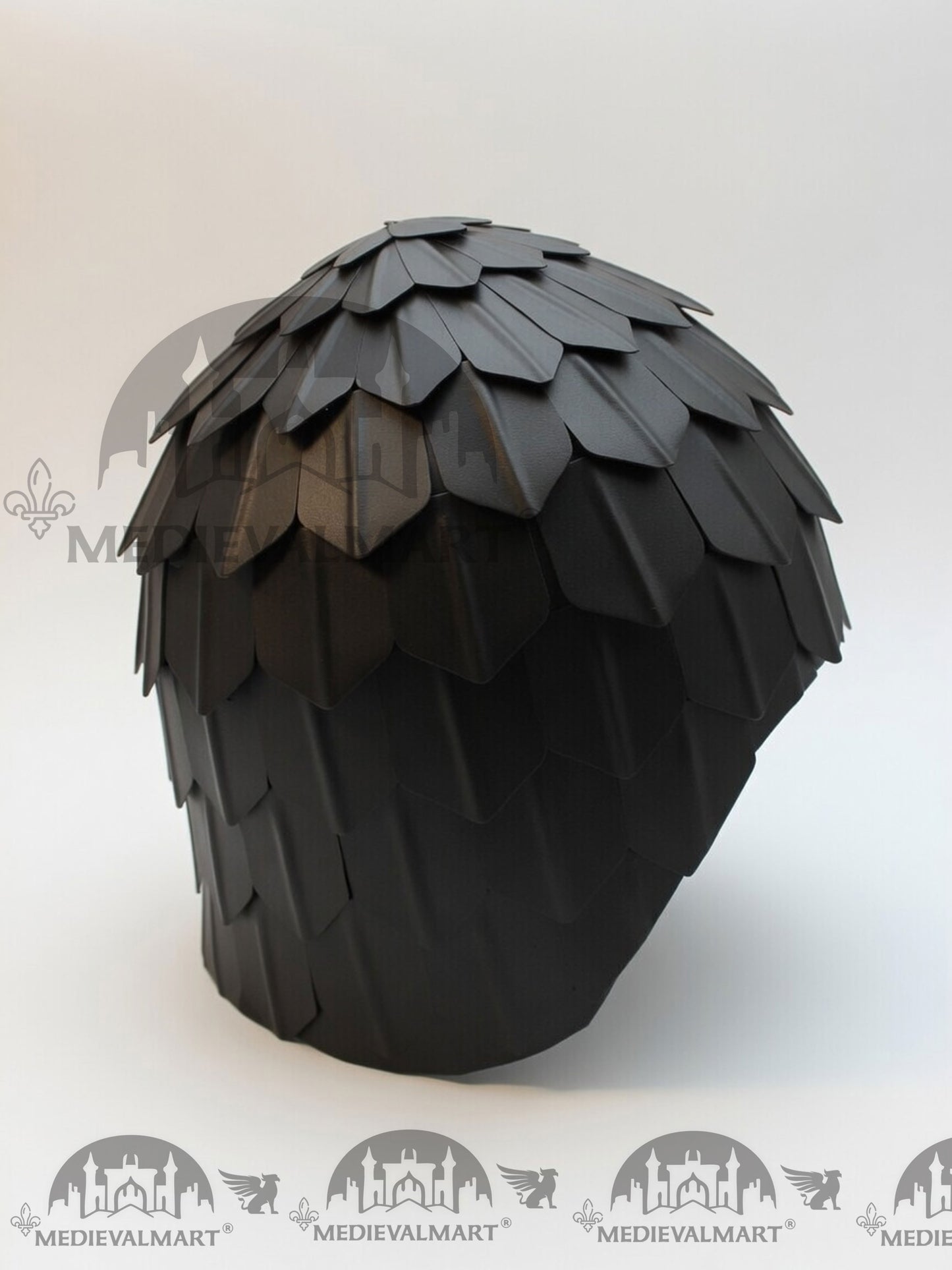 MEDIEVALMART Medieval Historical Scaled Skull Cap Helmet W/H Antique Black Polished & Carbon Steel