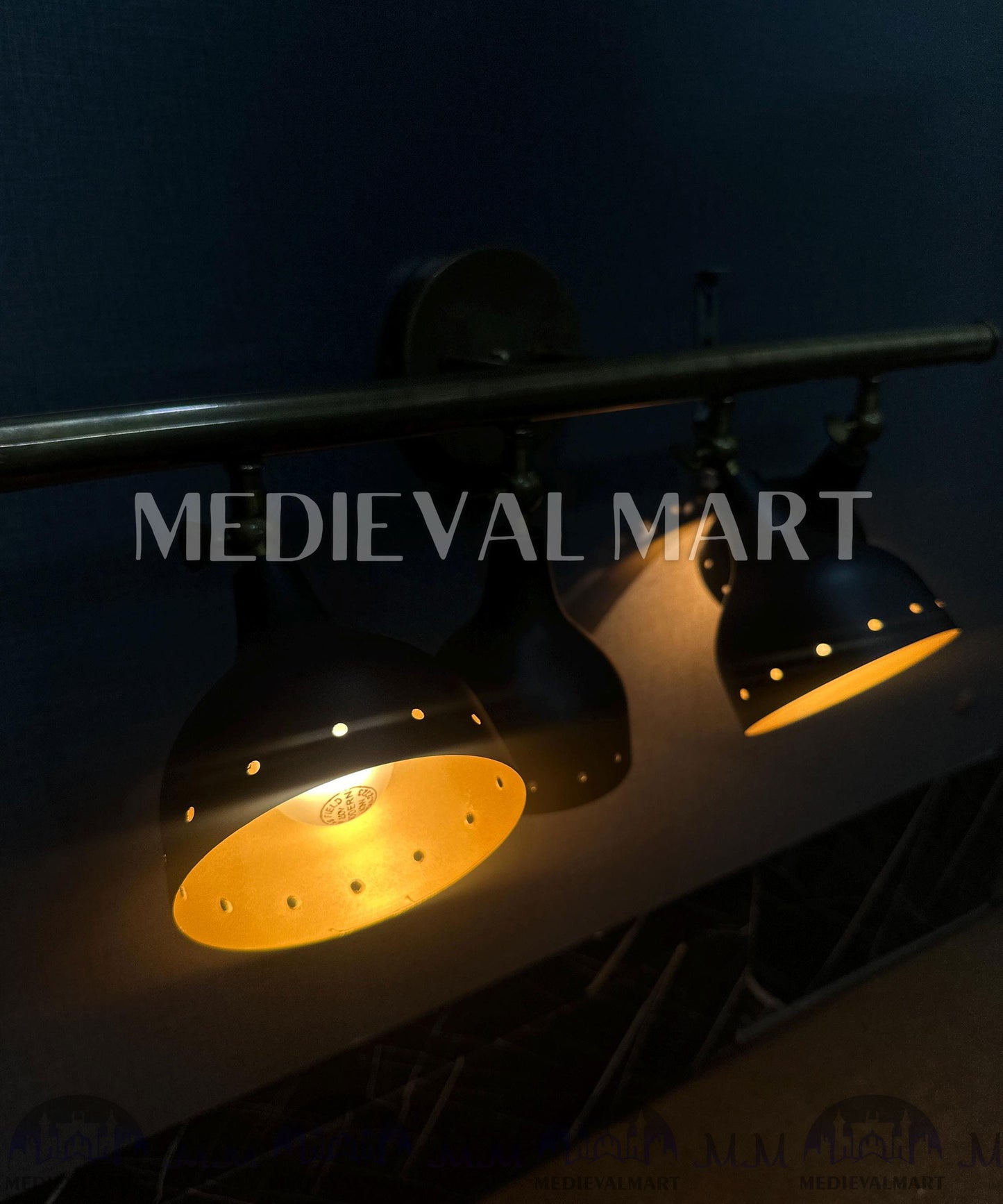 MEDIEVALMART 1950s Modern Custom Brass 4-Light Wall Sconce: Mid-Century Modern Vanity Light