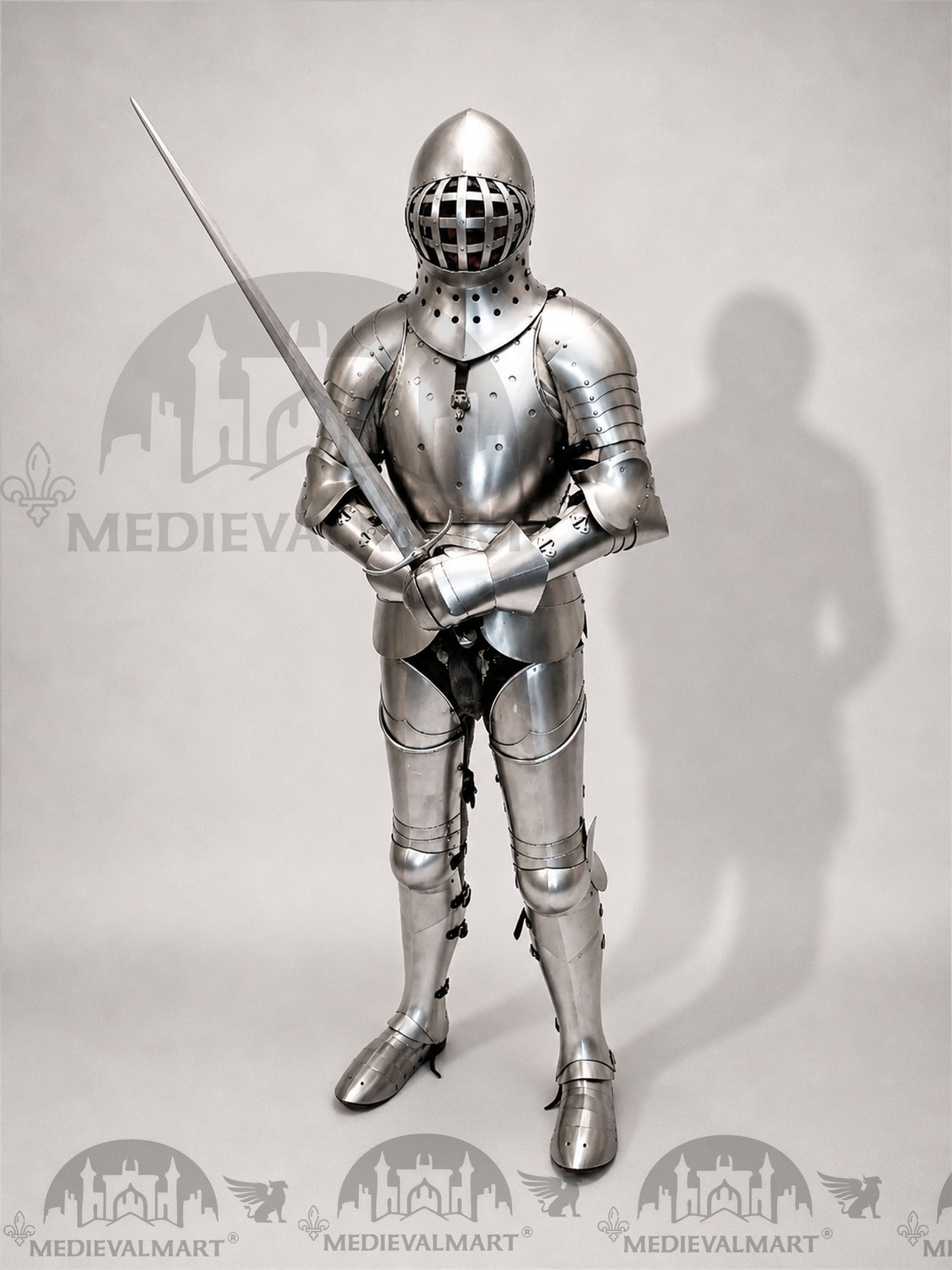 MEDIEVALMART 1400s Medieval Tournament Knight Parade High Gothic Plate Armor W/H Kolbenturnier Bacinet