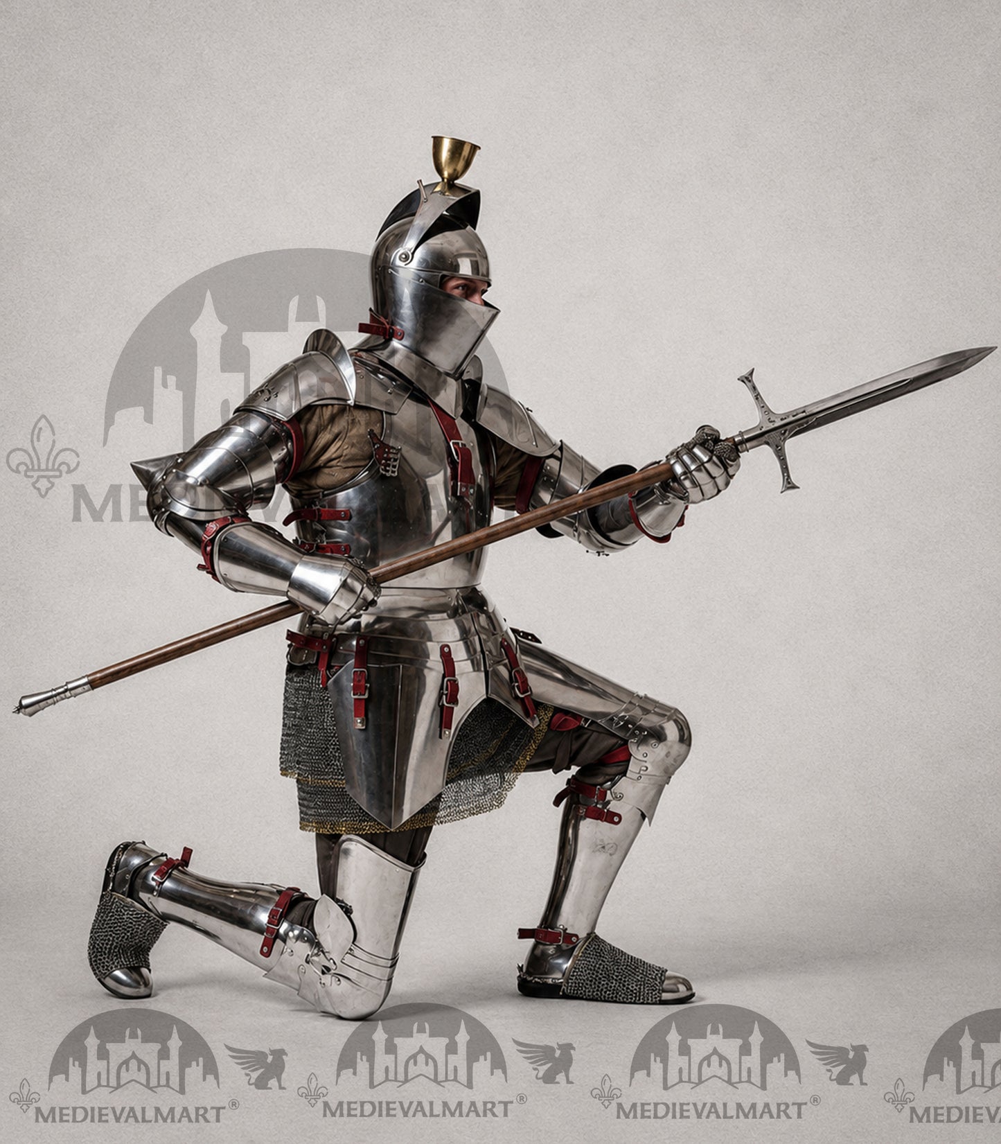 MEDIEVALMART 15th Century Gothic Parade Knight Armor | Late Medieva Full Plate Chainmail Suit for Reenactment