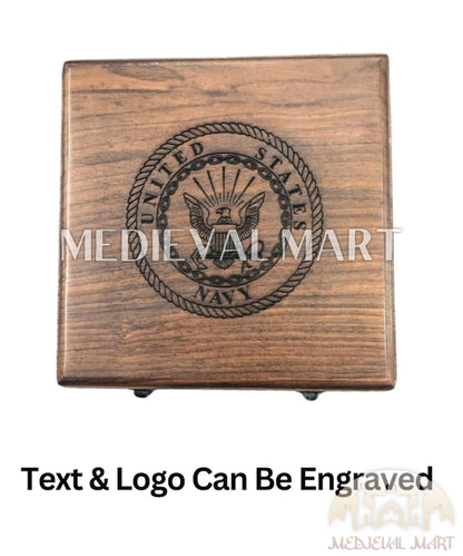 MEDIEVALMART Nautical Custom Engrave Adventure Locket Compass Black Finish W/H Gen-1 Wooden Case| Gift For Dad