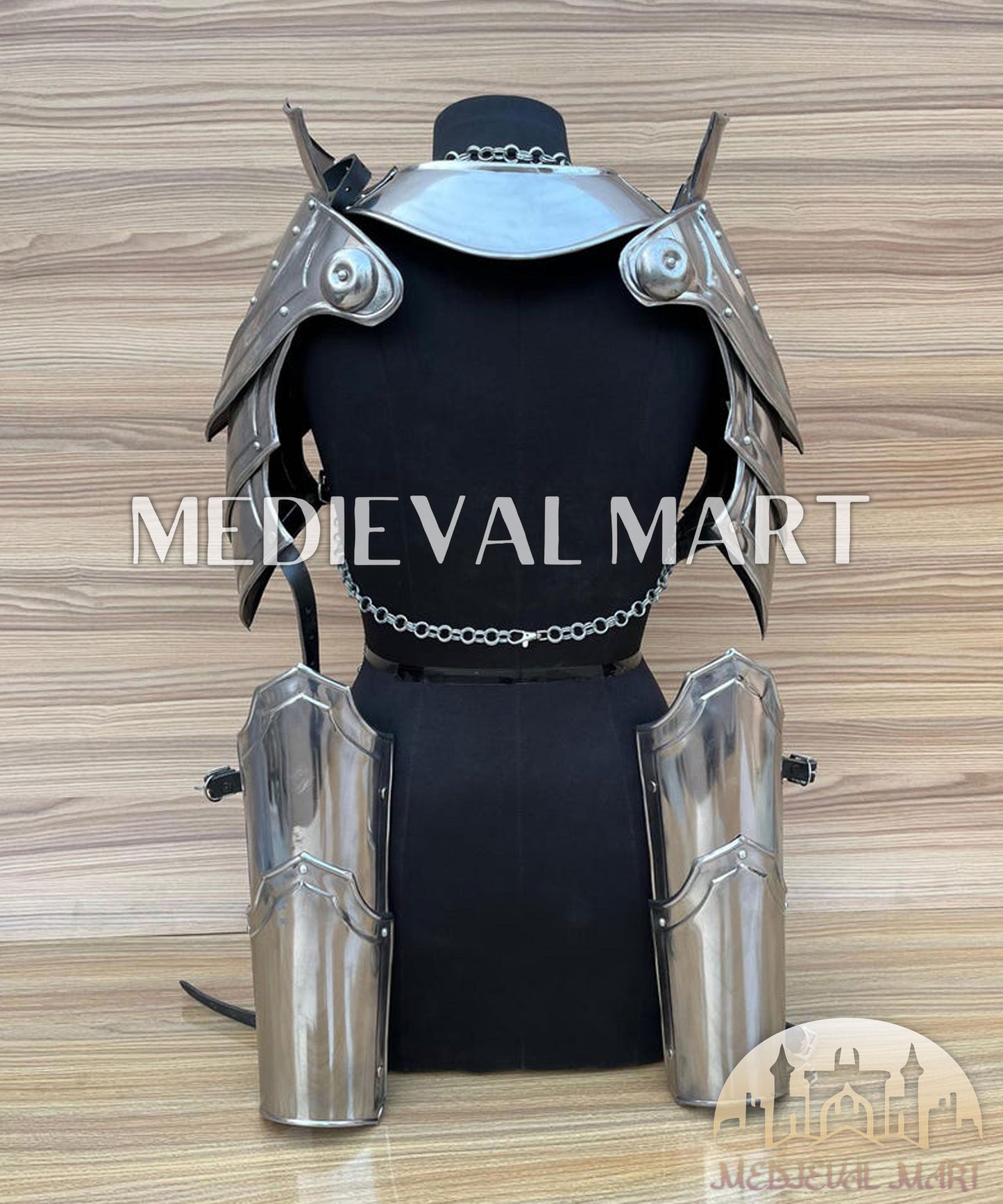 MEDIEVALMART (Isolara Dragonplate) Women’s Armor W/H Silver (DragonFang) Chainmail + Arms Armor