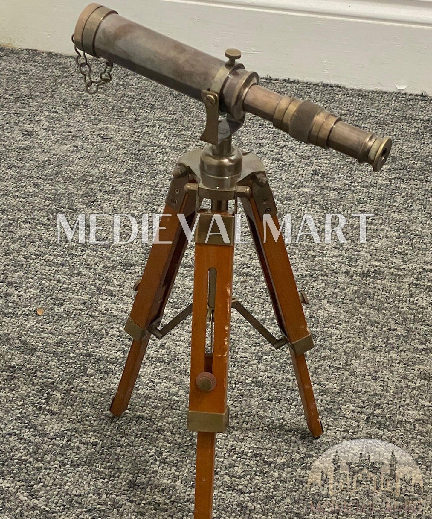 MEDIEVALMART Nautical Handmade Antique Telescope With Brass Tripod Telescope Gift for Dad