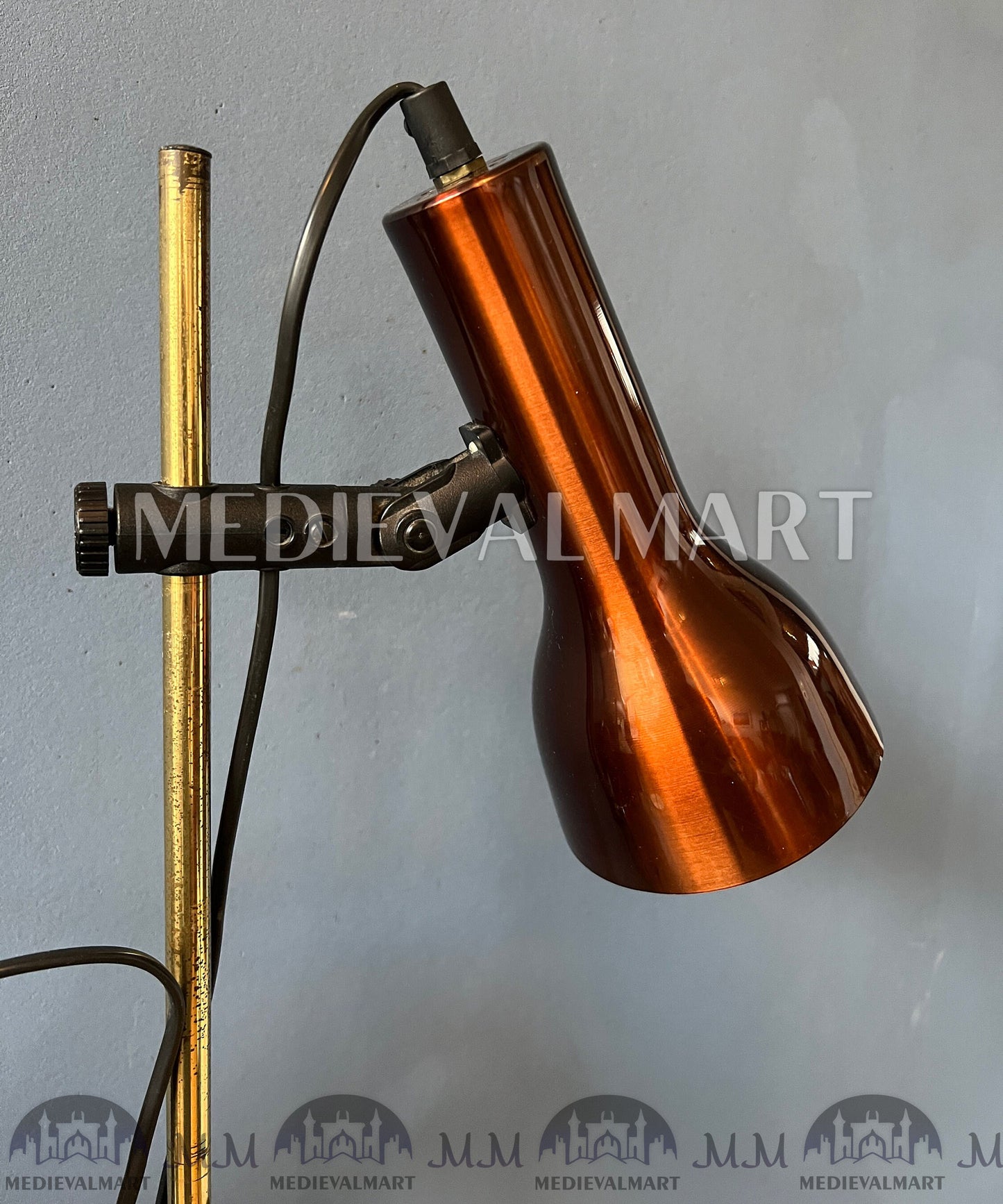 MEDIEVALMART Mid Century Floor Lamp with Bourdeaux Red Spots / Space Age Standing Light