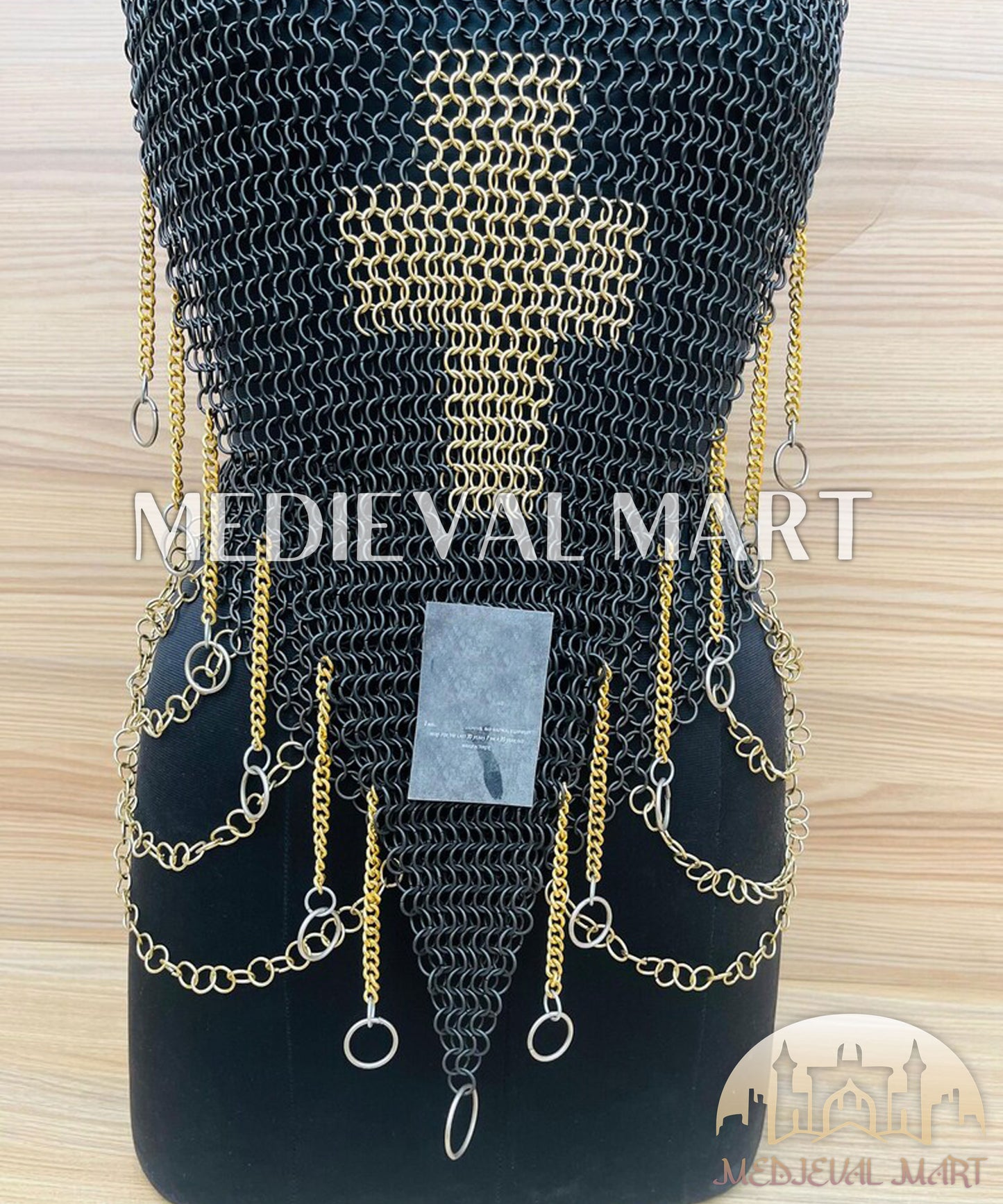 MEDIEVALMART Women’s Black (Dragonfang) Jesus Chainmail Armor W/o Skirt