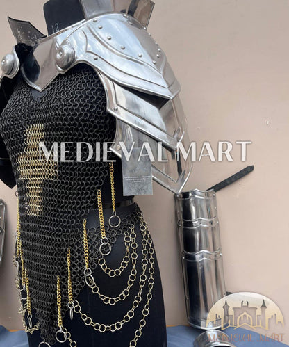 MEDIEVALMART (Isolara Dragonplate) Women’s Armor  W/H Black (Dragonfang) Jesus Chainmail + Arms Armor