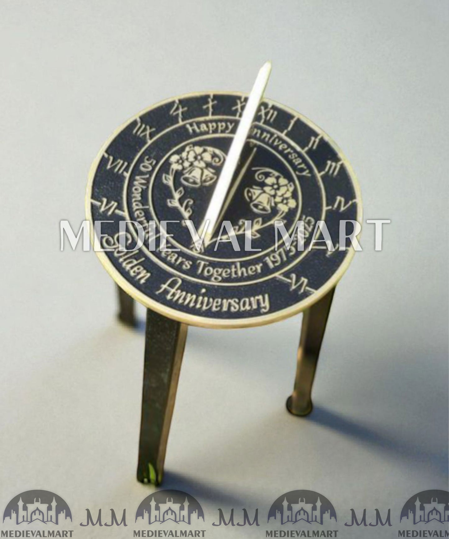 MEDIEVALMART 50th "Wonderful Years" Golden Anniversary Sundial Coral Gift For Parents Anniversary