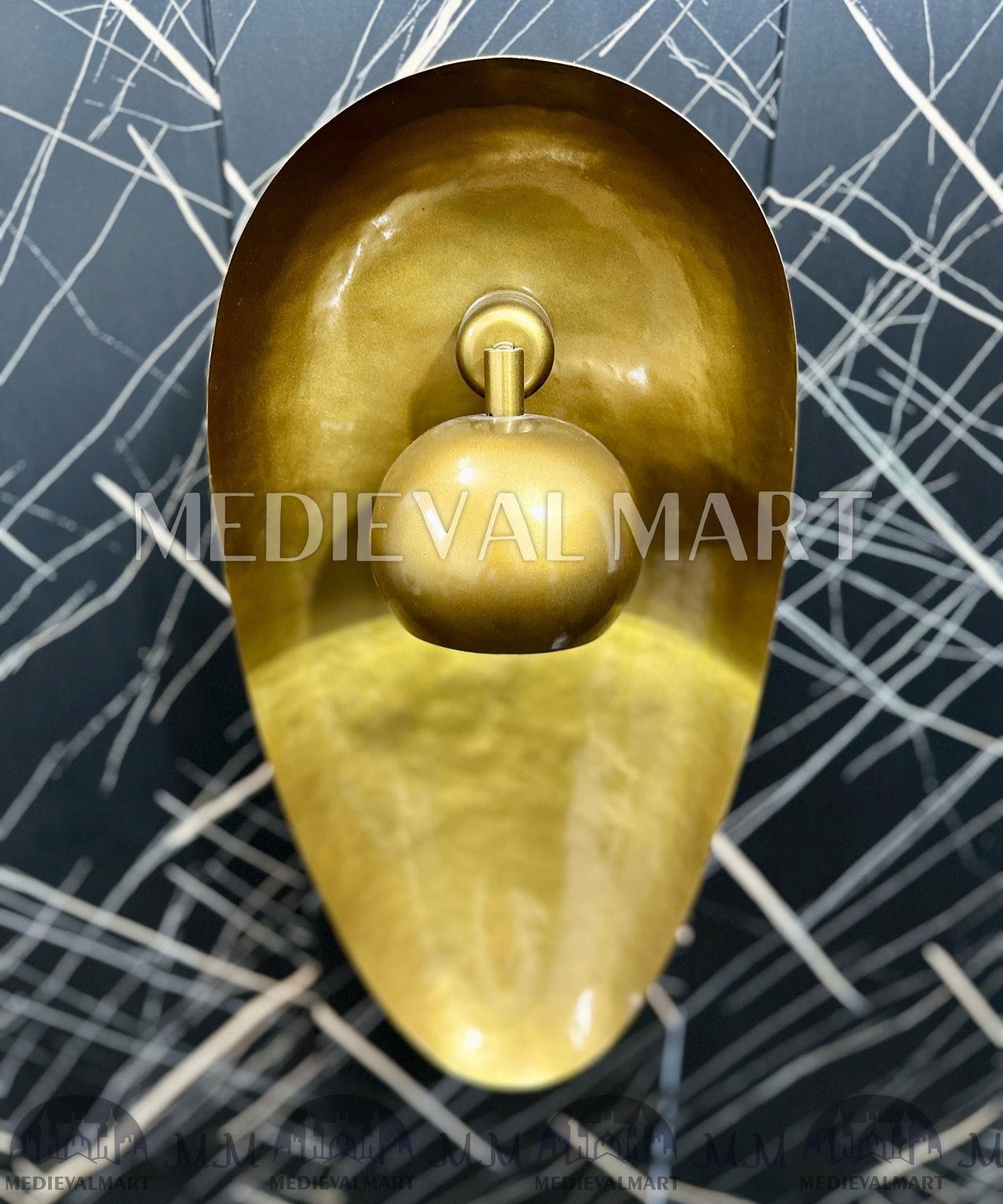 MEDIEVALMART 1950s Modern Brass Wall Sconce: Mid-Century Gold Dome Lamp
