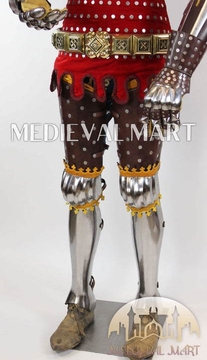 MEDIEVALMART 1346 Crécy-en-Ponthieu Medieval Breastplate Steel Armor W/H knight or Nasal Helmet and Shield