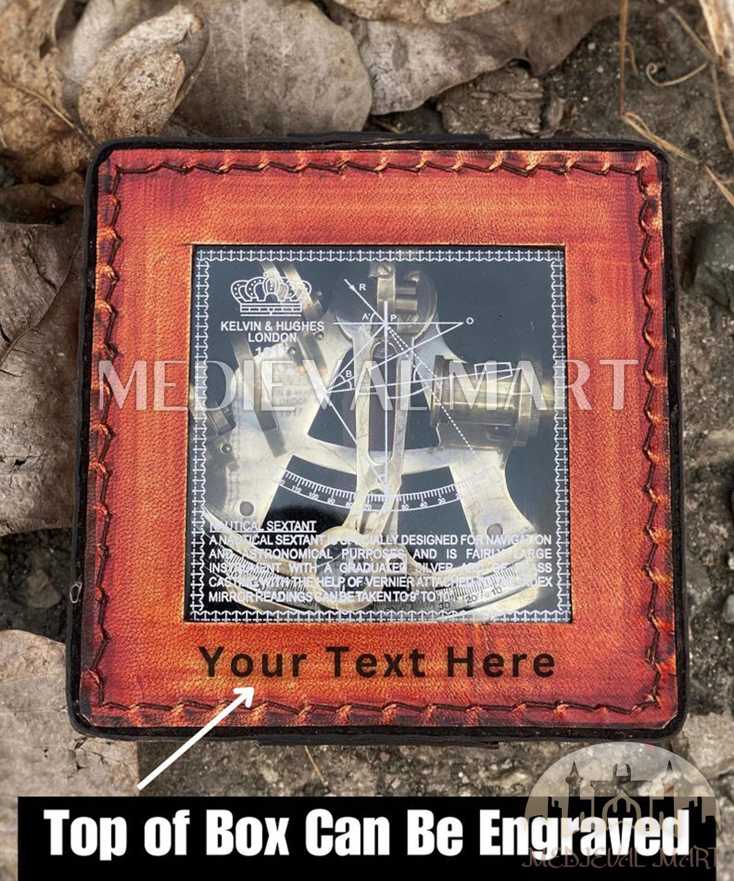 MEDIEVALMART Nautical Victorian Solid Brass Working Sextant W/H Cute Leather Case | Antique Finish - Navigational Instrument, Christmas Gifts